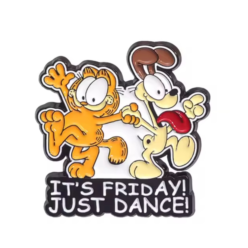 Garfield and Odie Enamel Metal Pin, Friday Dance Pin, Funny, Nostalgic Pin